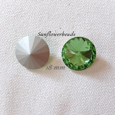 1 Rivoli, runder Glasstein 18 mm - peridot